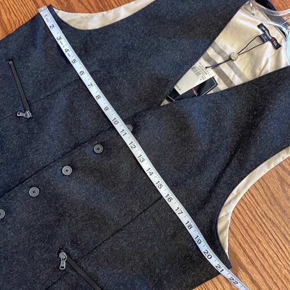 John Varvatos luxury cashmere wool suit VEST buttoned 3 zip pockets concrete 44R - Picture 11 of 14